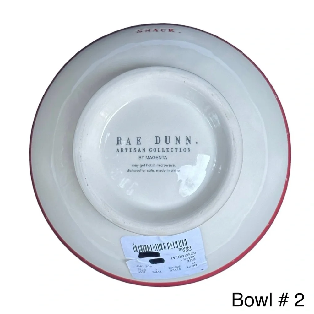Rae Dunn SNACK Bowl Red White Polka Dot Christmas Valentine’s Day NWT 2017 OG